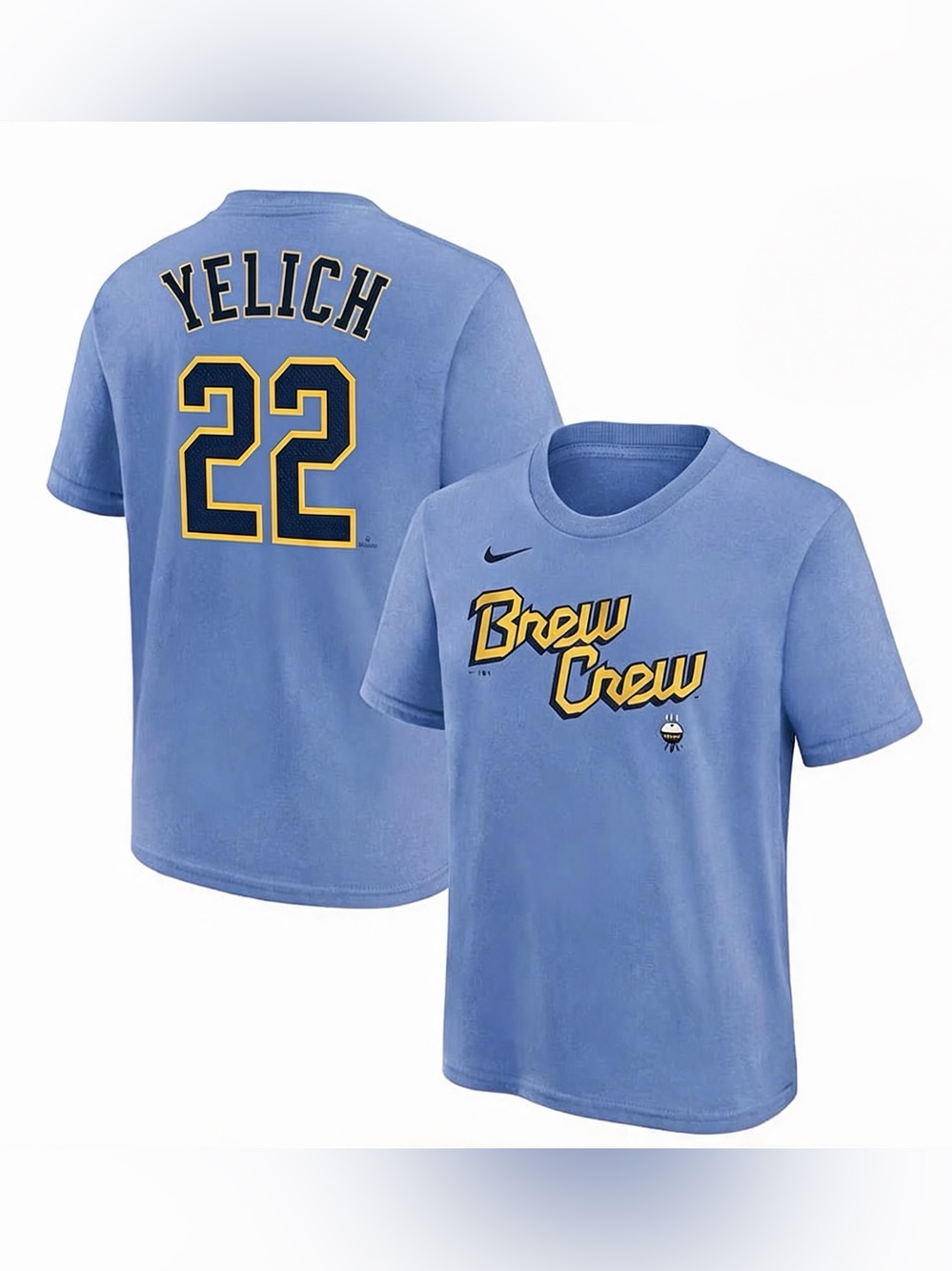 Youth L (14-16) Milwaukee Brewers Yelich Nike Powder Blue City Connect T-Shirt